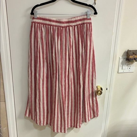 Max Studio Red and White Striped Midi Skirt in Sz L - Picture 7 of 9